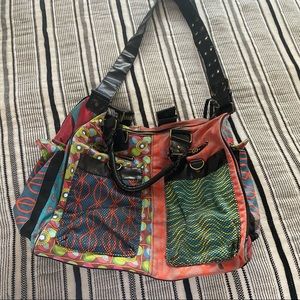 Multi colored slouch bag with lots of pockets Desigual